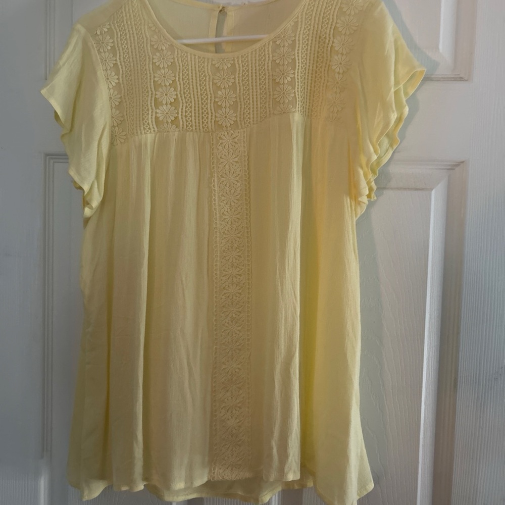 Yellow Lace Detail Women's Top